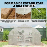 Outsunny Estufa Tipo Túnel 395x300x200 cm com Porta de Malha e 8 Janelas Estufa de Jardim com Cobertura de PE Branco(m-8)