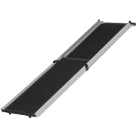 PawHut Portable Telescoping Dog Ramp, Pet Ramp for Cars with Carry Handle, Non-Slip, Secure Aluminium Frame, Black(m-1)