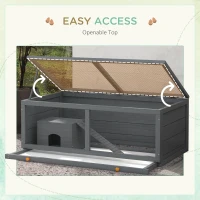 PawHut Wooden Hamster Cage with Sliding Tray, Openable Top, Hut for Syrian Hamster, Grey(m-5)