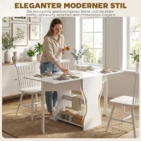HOMCOM Klapbare Eettafel Keukentafel met Opbergruimte voor 2-4 Personen Klaptafel voor Kleine Ruimtes Eetkamer 160 x 60 x 75 cm Wit(m-5)