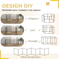 PawHut Lot de 2 parcs enclos modulables pour chiens lapins rongeurs clôture pour petits animaux pliant 1 porte 8 panneaux(m-4)