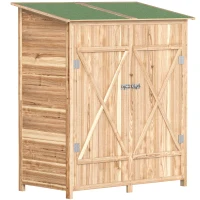 Outsunny houten tuinkast met tuintafel – 140 x 75 x 157 cm(m-1)