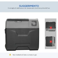 HOMCOM Frigo per Auto da 50L con Pannello Touch, Maniglia e 2 Ruote, in Alluminio e Plastica, 58.6x37.8x54.5 cm, Grigio(m-7)