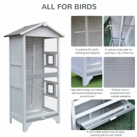PawHut Wooden Outdoor Aviary Bird Cage w/ Stand for Finches Canaries, Large Play Cage Removable Bottom Tray(m-5)