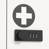 HOMCOM Wandgemonteerde medicijnkast met cijferslot, EHBO-kast met 2 niveaus van RVS, wit(m-12)