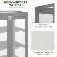 Outsunny Kas, Kweekkas, Transparant, Geschikt voor Buitengebruik, Hout+Polycarbonaat, 58 x 44 x 78cm(m-4)