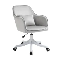 Vinsetto massage bureaustoel kantoorstoel computerstoel draaistoel werkstoel met trilfunctie armsteunen in hoogte verstelbaar fluweel grijs 55 x 65 x 79-89 cm(m-1)