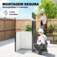 Outsunny Abrigo de Jardim 0,69 m² 83x89x163 cm com Telhado Inclinado Porta com Fecho Inclui Luvas Cinzento Escuro(m-8)