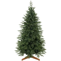 HOMCOM 180 cm Artificial Christmas Tree Full Hinged Xmas Tree Solid Pine Wood Stand, Green(m-1)