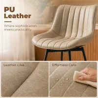 HOMCOM Set of 2 PU Leather Swivel Bar Stools - Light Brown(m-7)