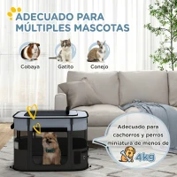 PawHut Parque para Perros y Gatos, Corralito Plegable Portátil para Cachorros Conejos y Cobayas Tela Oxford 74x60x45 cm Gris(m-4)