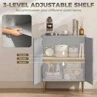 HOMCOM Sideboard Buffet Cabinet, Modern Kitchen Storage Cabinet with Adjustable Shelf and Metal Legs, Grey(m-5)