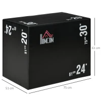 HOMCOM Plyo Box 3 in1 a 3 Altezze, Jumping Box Pliometrico Capacità 120kg, 75x51x61cm, Nero(m-3)