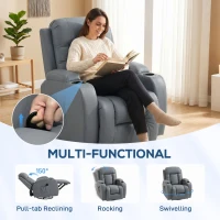 HOMCOM Massage Recliner Armchair, PU Leather Recliner Chair, Grey(m-5)