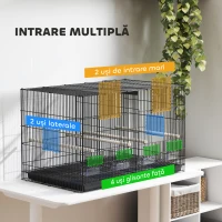 PawHut Colivie pentru Păsări cu Separator și Raft Inferior pentru Depozitare, din Oțel și PP, 94x57x57 cm, Negru(m-6)