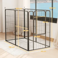 PawHut Hondenren met 6 Panelen, Stevig met Veilige Deur, Voor Binnen en Buiten, Tuin, Camping, 100 cm Hoog(m-3)
