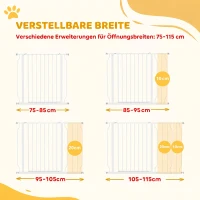 PawHut Hondenafzetting, Klemmontage, Verstelbare Lengte, Staal/ABS, 75-115 x 76 cm, Wit(m-4)