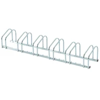HOMCOM Râtelier 6 vélos range-vélos support de rangement pneu 65 mm sol ou mural pour VTT enfants BMX 179 x 33 x 27 cm acier argent(m-1)