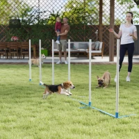 PawHut Agility Set Hunde 6-teiliges Agility-Ausrüstung für Hundetraining klappbar Steckhürdenset mit 6 Slalomstangen Tragetasche Trainingszubehör Koordinationstraining Agilityset für Spiele Training(m-10)