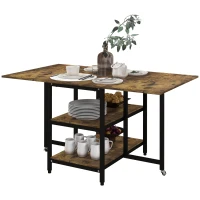 HOMCOM Opvouwbare eettafel, industriële stijl, 140 cm x 80 cm x 75 cm, bruin + zwart(m-10)