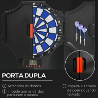 SPORTNOW Alvo Eletrónico Dobrável com 31 Jogos para 8 Jogadores com 6 Dardos e 6 Pontas de Substituição Ecrã LCD 83x4x45 cm Preto(m-6)