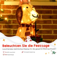Outsunny Kerstdecoratie, verlichte kerstpuppy met 74 warmwitte LED-lampjes, 64 x 20 x 70 cm, Geel(m-5)