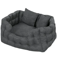 PawHut Cama para Mascotas con 2 Almohadas Colchón para Perros Antideslizante con Funda Extraíble y Lavable 70x50x30 cm Gris(m-11)