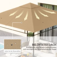 Outsunny Ersatzdach für Gartenpavillon, Polyester, 2,98 x 2,98 m, Beige(m-4)