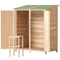 Outsunny houten tuinkast met tuintafel – 140 x 75 x 157 cm(m-10)