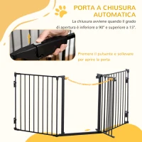 PawHut Cancellino per Cani Taglia Piccola e Media Pieghevole a 3 Pannelli, 180x3x74.5 cm, Nero(m-5)