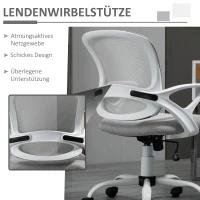 Vinsetto Bureaustoel, Schrijfstafstoel met Wielen, Ergonomisch, In Hoogte Verstelbaar, Grijs(m-6)