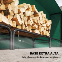 Outsunny Lenheiro com Cobertura para Interior e Exterior Carga 300 kg 300x36x99 cm Verde Escuro e Preto(m-5)