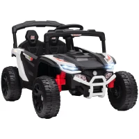 AIYAPLAY Carro Elétrico para Crianças 12V com 2 Motores Suspensão Traseira Faróis e Música 88x57,5x55,5 cm Branco(m-1)