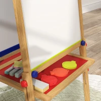 AIYAPLAY 3-in-1 Wooden Kids Easel with Paper Roll, Whiteboard, Chalkboard, Painting Accessories(m-9)