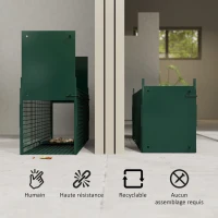 Outsunny Cage attrape animaux nuisibles acier 2 entrées dim. 80 x 25 x 30 cm vert foncé(m-5)