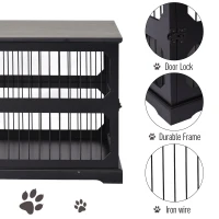 PawHut Elegante Recinto per Cani di Taglia Medio-piccola (Max. 30kg), Gabbia in MDF e Rete Metallica, 55 x 90 x 60 cm(m-7)