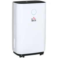 HOMCOM Deshumidificador Eléctrico 4000 ml 16L/Día Deshumidificador Silencioso con 3 Modos 2 Velocidades Pantalla LED Luces Indicadoras Temporizador y Ruedas para Hogar 33,5x23x57 cm Blanco(m-1)