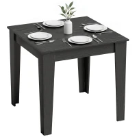 HOMCOM Dining Table for 4, 80L x 80W x 75Hcm, Modern Square Kitchen Table with Wood Effect Tabletop, Black Wood Effect(m-13)