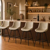 HOMCOM Set of 2 PU Leather Swivel Bar Stools - Light Brown(m-9)