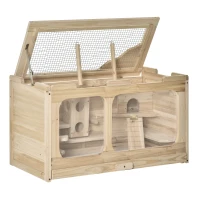 PawHut Large Wooden Hamster Cage Pet Small Animal Kit Activity Center Play House for Indoor 78 x 40 x 44 cm, Natural(m-1)
