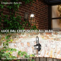 Outsunny Lampada da Giardino con Pannello Solare, Impermeabile IP44 e Accensione Automatica, Nero(m-4)