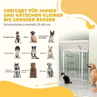 PawHut 106 cm Hoog Huisdierhek met Verstelbare Breedte en Geïntegreerde Kattendeur, voor Trappen en Deurkozijnen, Wit(m-9)