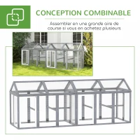 PawHut Enclos poulailler 1,18 m², parc grillagé avec porte verrouillables, cadre en bois massif, 140 x 88,5 x 106 cm, gris(m-7)