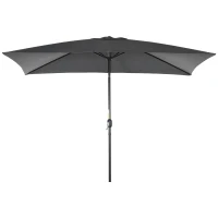Outsunny 3x2m Garden Parasol Umbrella with Aluminium Pole, Tilt and Crank, Rectangular Outdoor Table Parasol Sun Shade for Patio, Black(m-10)