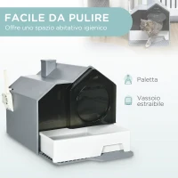 PawHut Lettiera per Gatti Chiusa con Vassoio Estraibile, Tappetino e Paletta Inclusi, 47x45x42cm, Grigio(m-5)