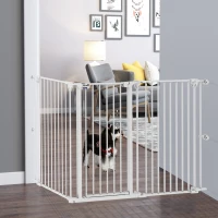 PawHut Cancelletto per Cani Taglia Media a 3 Pannelli con Doppio Sistema di Blocco, 206x90cm, Bianco(m-9)