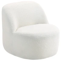 HOMCOM Poltrona per Salotto con Schienale Ergonomico in Tessuto Sherpa e Schiuma, 73x82x71 cm, Bianco Crema(m-10)
