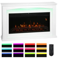 HOMCOM 2000W 5118 BTU Faux Flame Fireplace - White(m-11)