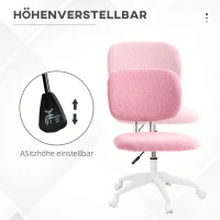 Vinsetto Bureaustoel draaibaar, hoogteverstelbaar, 48cm x 53cm x 80-90cm (BxDxH), Roze(m-4)