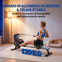 SPORTNOW Vogatore, 16 livelli resistenza magnetica, binario alluminio, Bluetooth, compatibile APP.(m-7)